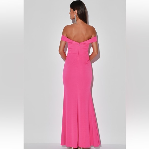 NWT Lulu’s Song of Love Hot Pink Off the Shoulder Maxi Dress - Picture 4 of 7
